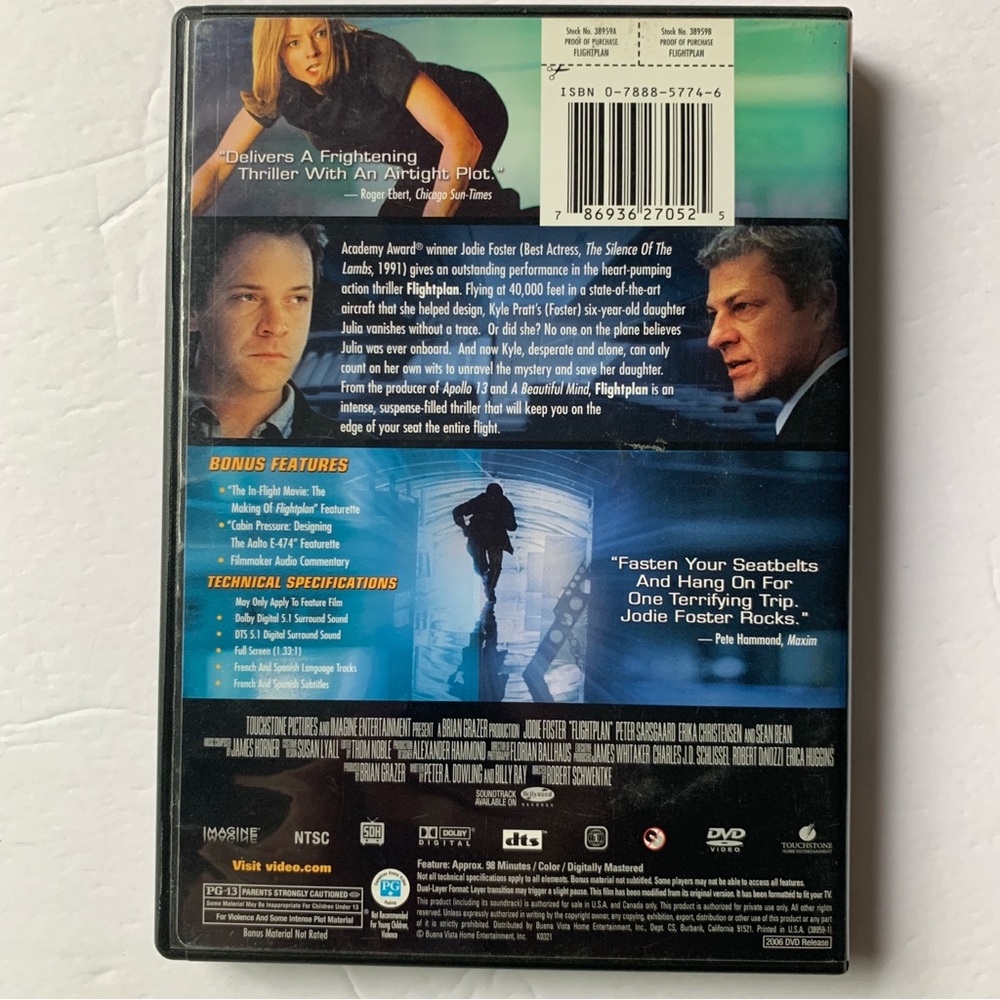Flightplan DVD 💜 - Full Screen Edition - Picture 2 of 3